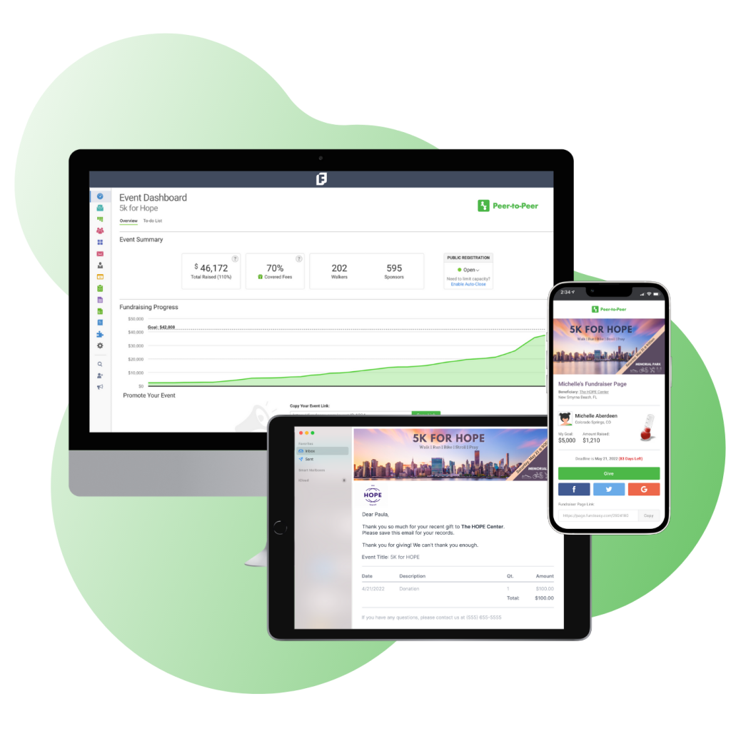Infographic showing five steps to donating stock through peer-to-peer campaigns.