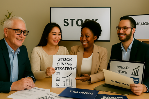 Diagram showing how positive donor experiences lead to repeat stock donations.