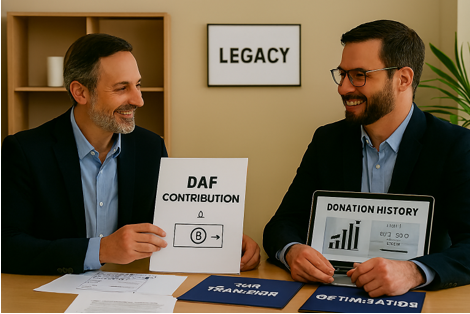 Chart showing donor keeps more value by donating stock through DAF instead of selling first