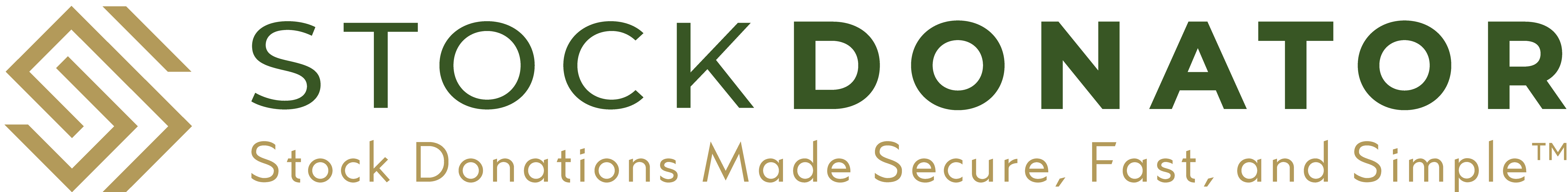 Stock Donator logo featuring a stylized "S" design, emphasizing secure and simple stock donations for non-profits.