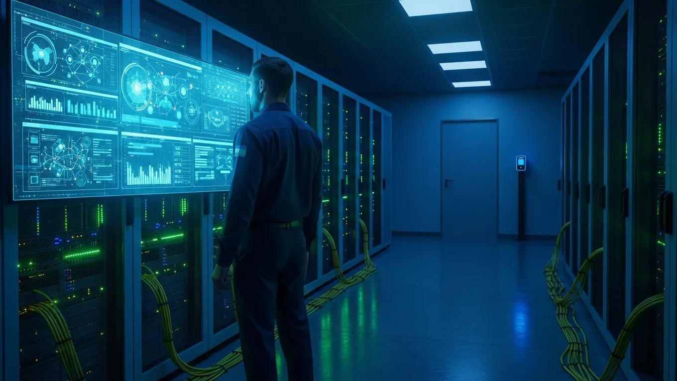 Secure server room highlighting advanced security measures for digital transactions